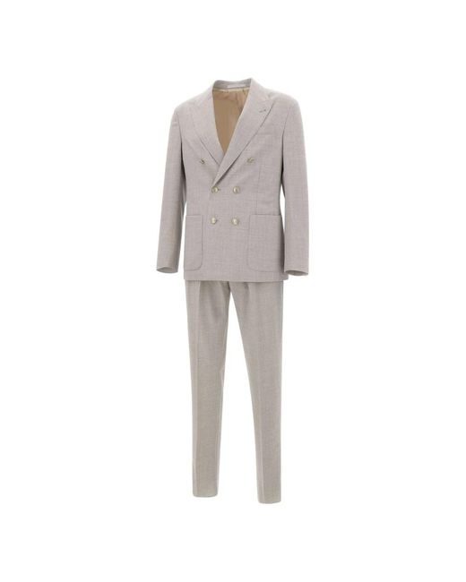 Eleventy Gray Double Breasted Suits for men