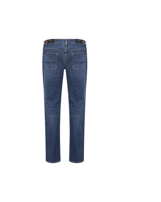 7 For All Mankind Blue Straight Jeans for men