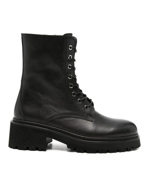 ADRIANNA FERETTI Black Lace-Up Boots