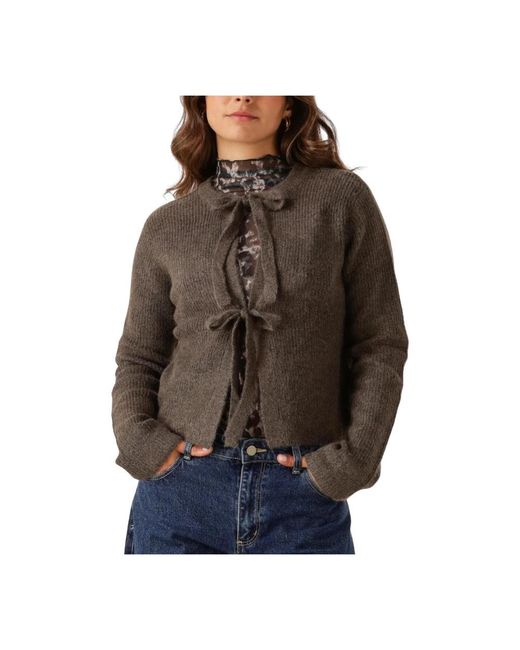 Object Truien & Vesten ,Bruin ,Polyester Bruine Gebreide Vest Voor Vrouwen in het Brown