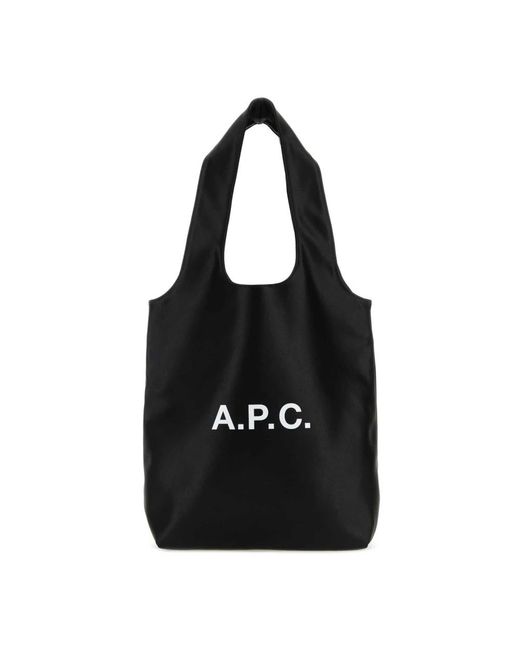 A.P.C. Black Stilvolle schwarze leder einkaufstasche