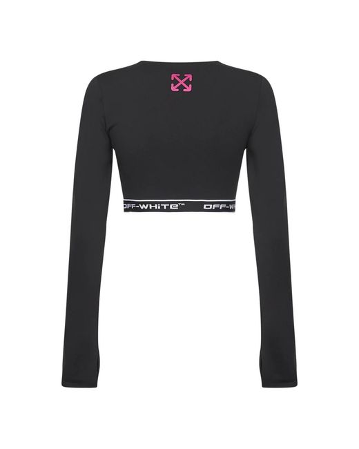 Off-White c/o Virgil Abloh Zwarte Crewneck Lange Mouw Top in het Black