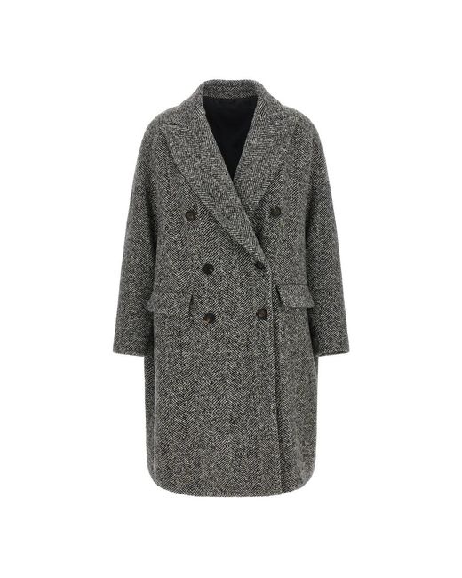 Brunello Cucinelli Gray Double-Breasted Coats