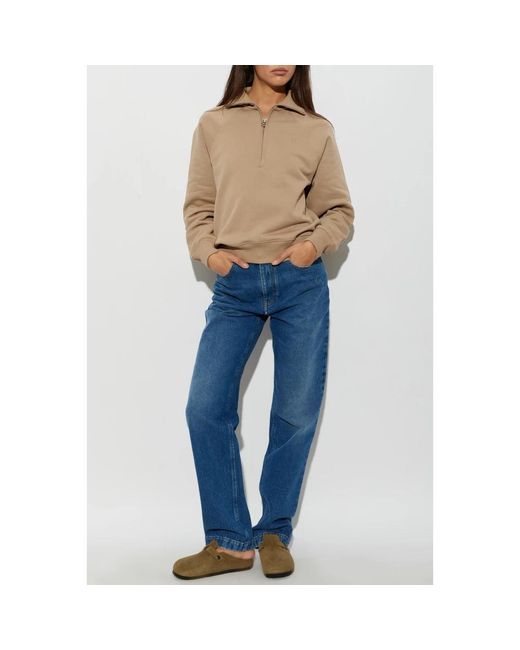 AMI Zip-Neck Sweatshirt in het Natural