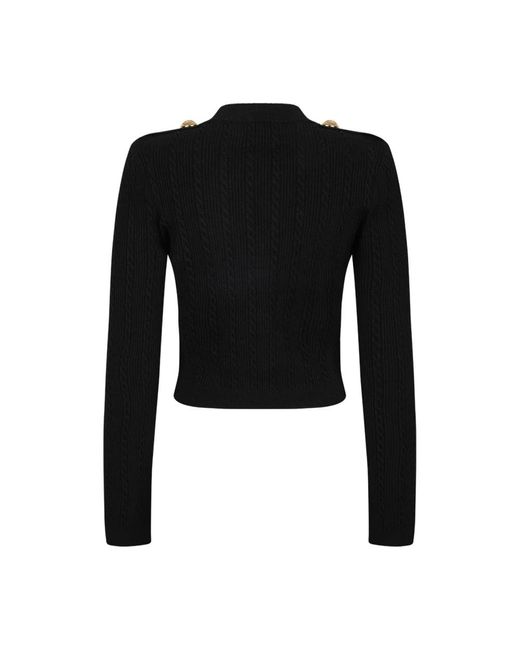 Balmain Truien & Vesten ,Zwart ,Zwarte Gedraaide Gebreide Vest in het Black