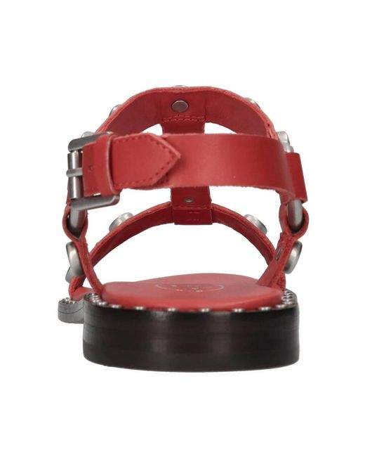 Ash Red Flat Sandals