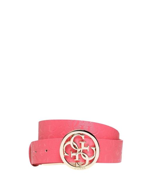 Cintura regolabile con fibbia logo 4g di Guess in Pink