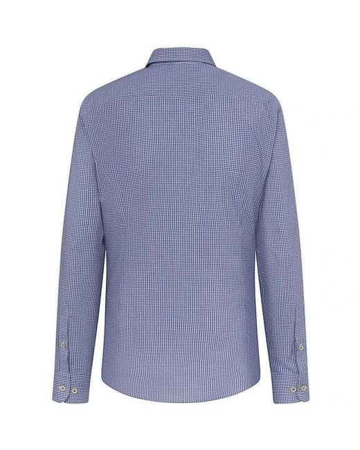 Hackett Overhemden ,Blauw ,Denim Mini Check Shirt in het Blue voor heren