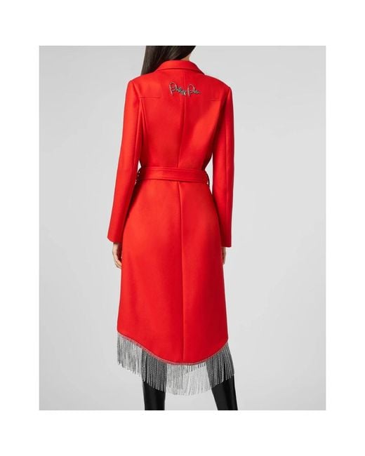 Belted Coats Philipp Plein de color Red
