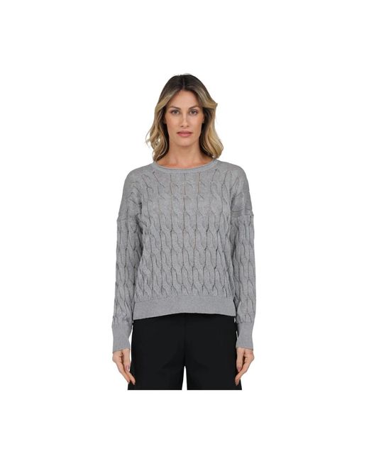 Alpha Studio Gray Round-Neck Knitwear