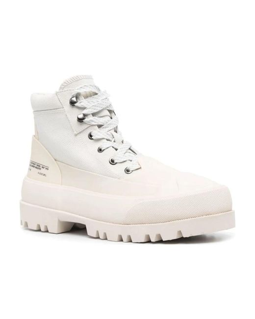 DIESEL White Lace-Up Boots