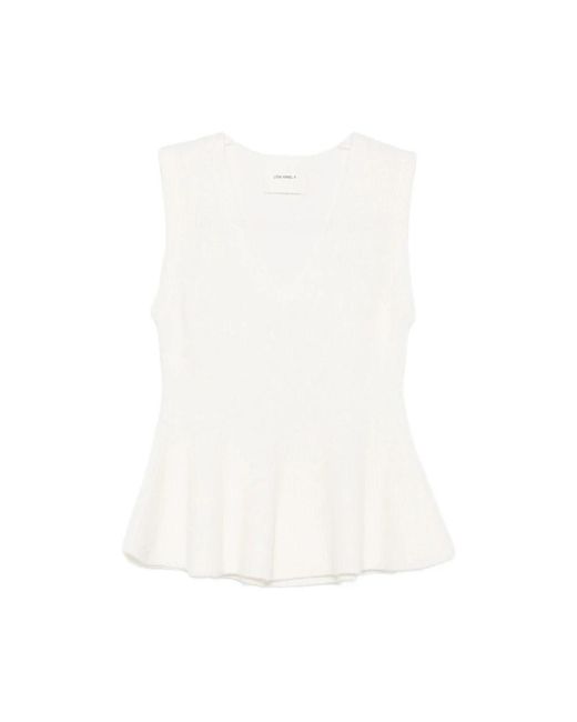 Lisa Yang White Sleeveless Tops
