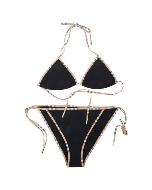 Burberry Badmode ,Zwart ,Check Trim Triangle Bikini in het Black