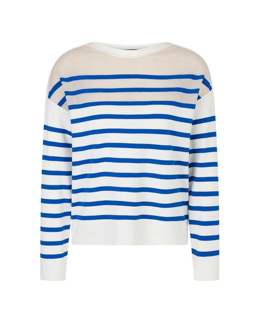 Marc Cain Blue Geringelter Pullover &#39;Rethink Together&#39