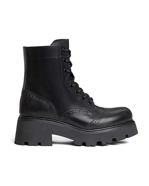 Céline Black Lace-Up Boots