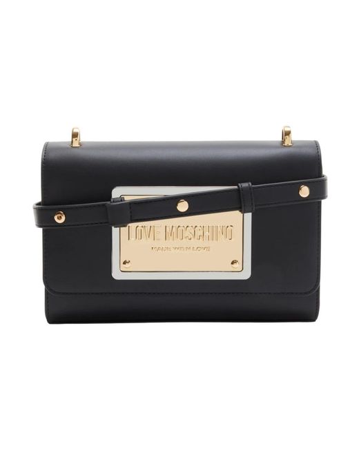 Love Moschino Vitello Faux Leather Crossbody Tas in het Black