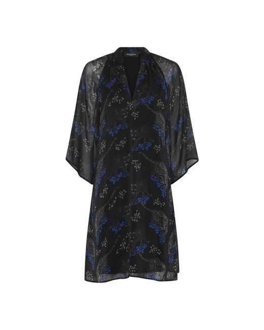 Bruuns Bazaar Black Leopardenmuster Kleid Mit Weiten Ärmeln