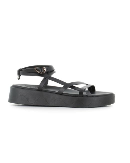 Ancient Greek Sandals Black Flat Sandals