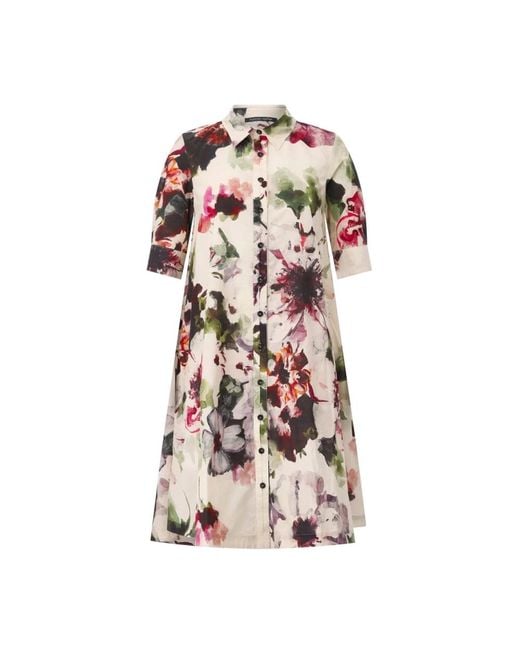 Hannes Roether Pink Blumiges Hemdkleid