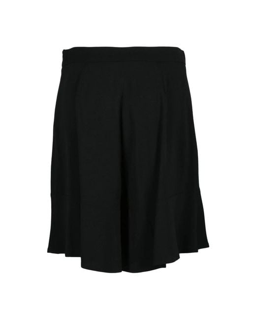 L'Autre Chose Black Voile Bermuda Shorts Mit Hoher Taille