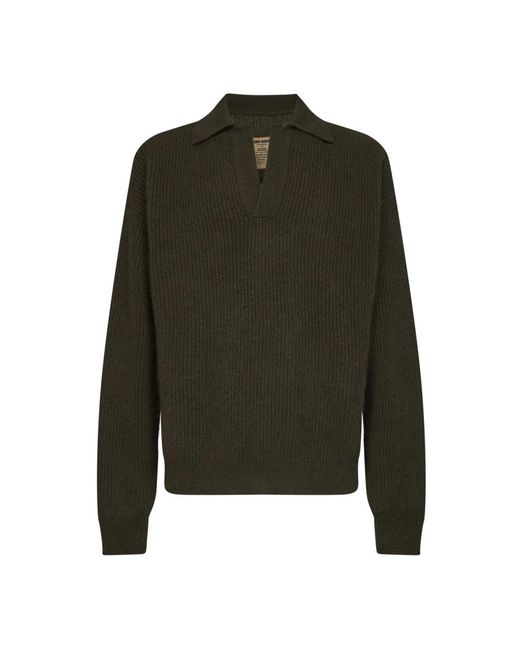 Uma Wang Green V-Neck Knitwear for men