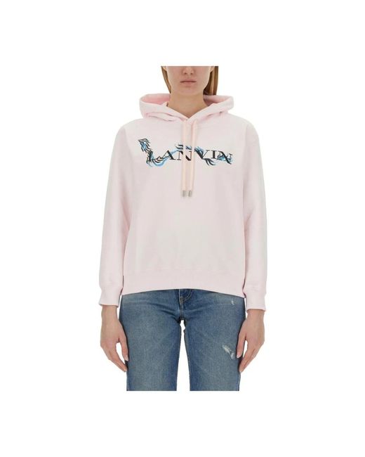 Lanvin White Besticktes Logo Baumwoll-Hoodie