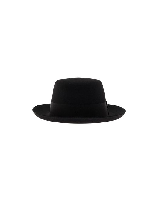 Sombrero fedora negro detalle logo metálico Saint Laurent de color Black