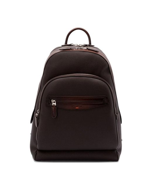 Santoni Leather Backpack in Black für Herren