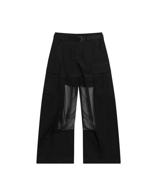 Sacai Black Wide Trousers