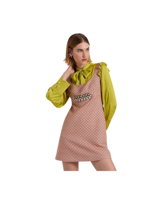 LaDoubleJ Kleedjes ,Roze ,Mini-Jurk Met Vierkante Hals in het Pink