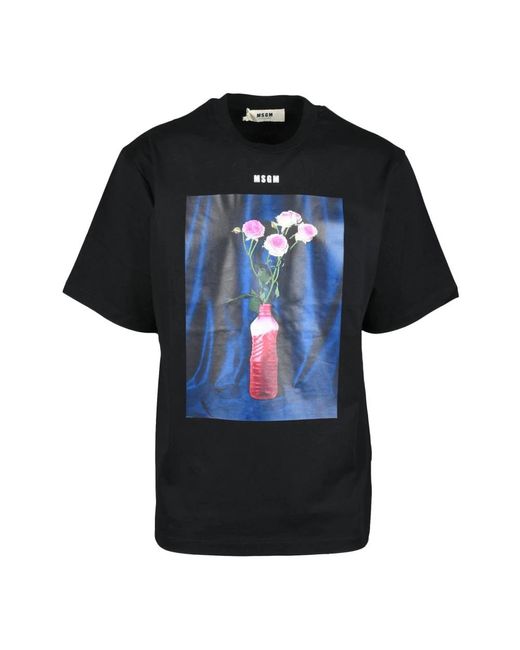 T-shirt in cotone con design unico di MSGM in Black da Uomo