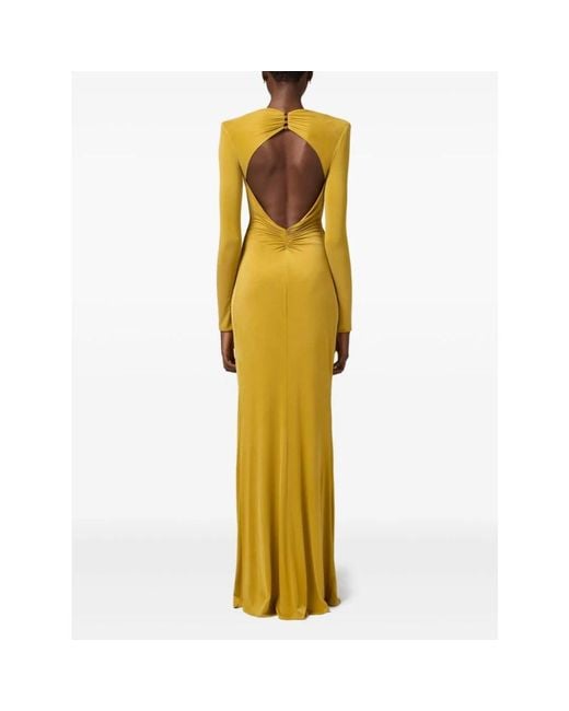 Elisabetta Franchi Yellow Jersey-Abendkleid Mit Piercing-Detail