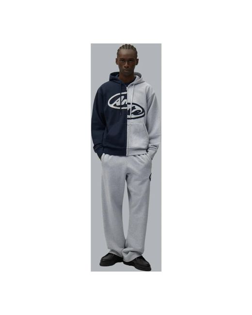 Arte' Split Patch Zip Hoodie in het Blue voor heren