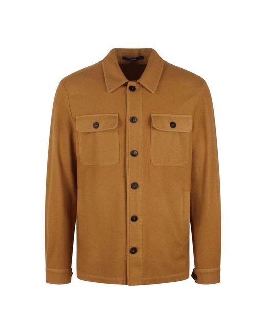 Drumohr Kaschmir-Overshirt Mit Klassischem Hemdkragen in Brown für Herren