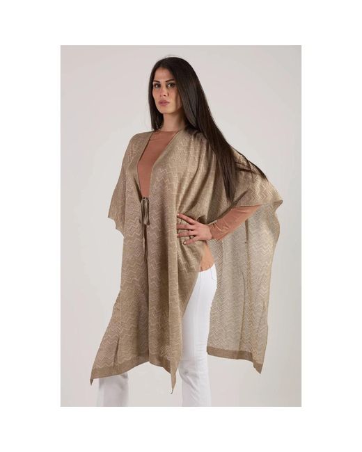 Missoni Jassen ,Bruin ,Polyester Gouden Gesloten Cape Met Strik in het Brown