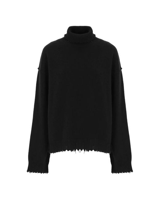 Uma Wang Zwarte Kasjmier Coltrui Trui in het Black
