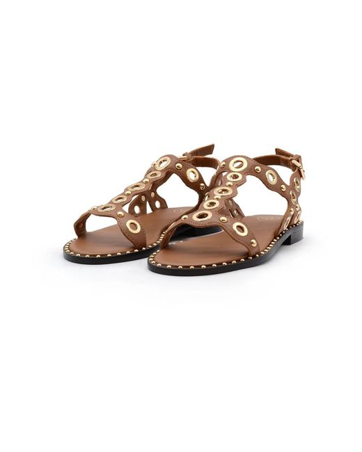 Ash Brown Flat Sandals