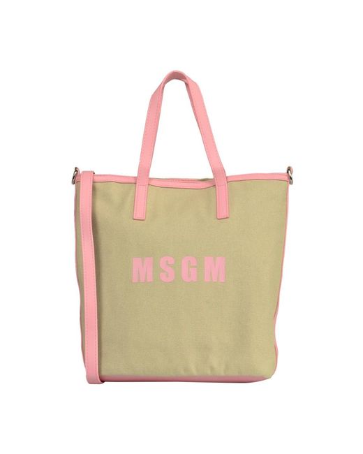 MSGM Green Rosa canvas einkaufstasche