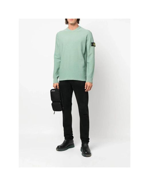 Stone Island Green Round-Neck Knitwear for men