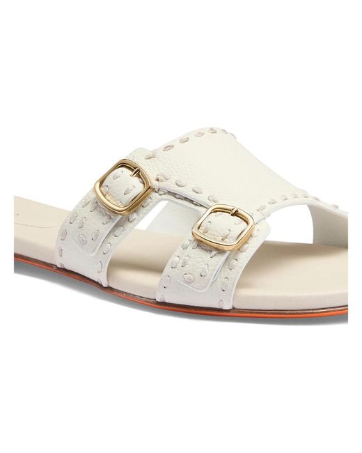 Santoni White Didi Flat Sandal