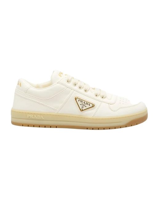 Sneakers de cuero marfil Prada de color White