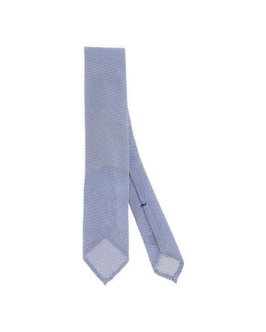Finamore 1925 Accessoires ,Blauw ,Heldere Blauwe Zijden Gebreide Stropdas in het Blue voor heren