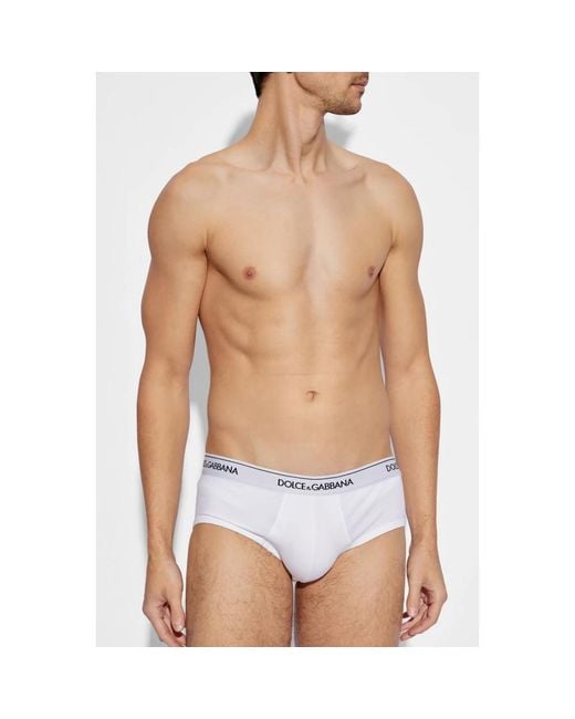 Dolce & Gabbana Set Aus Zwei Slips Mit Logo-Bund in White für Herren