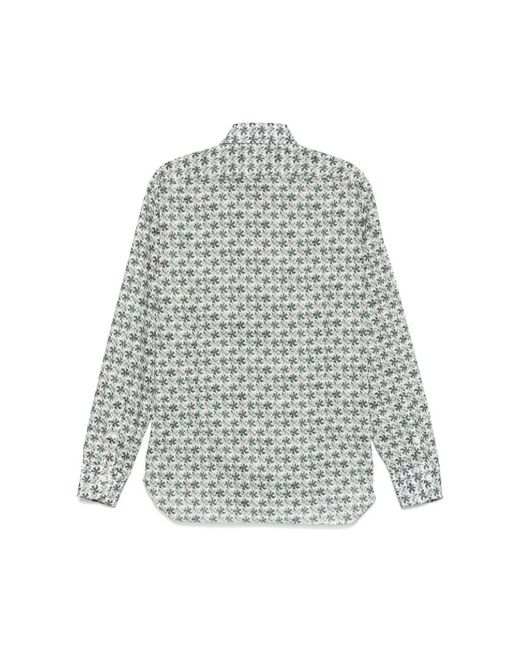 Barba Napoli Weißes button-up hemd mit umlegekragen in Gray für Herren