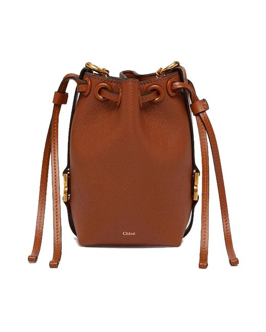 Chloé Brown Leder eimer tasche mit kordelzug