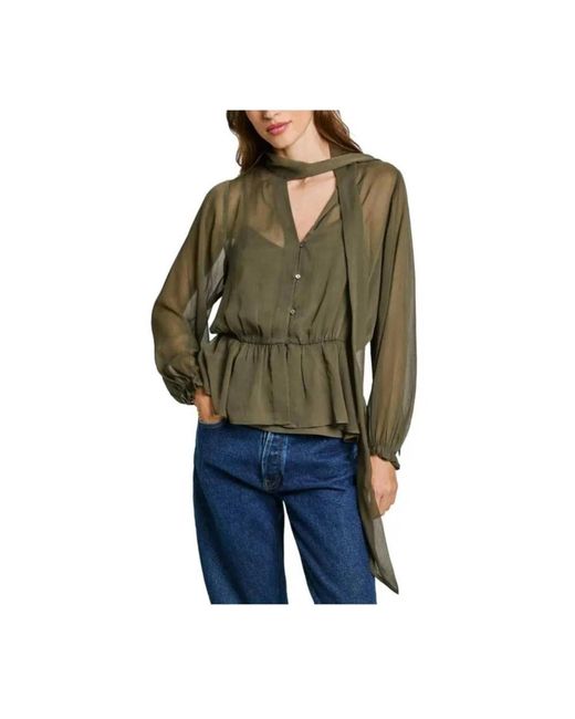 Pepe Jeans Overhemden ,Groen ,Stralende Blouse, Elegant En Veelzijdig in het Green