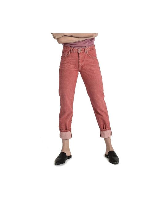 One Teaspoon Red High-waist straight-leg denim jeans