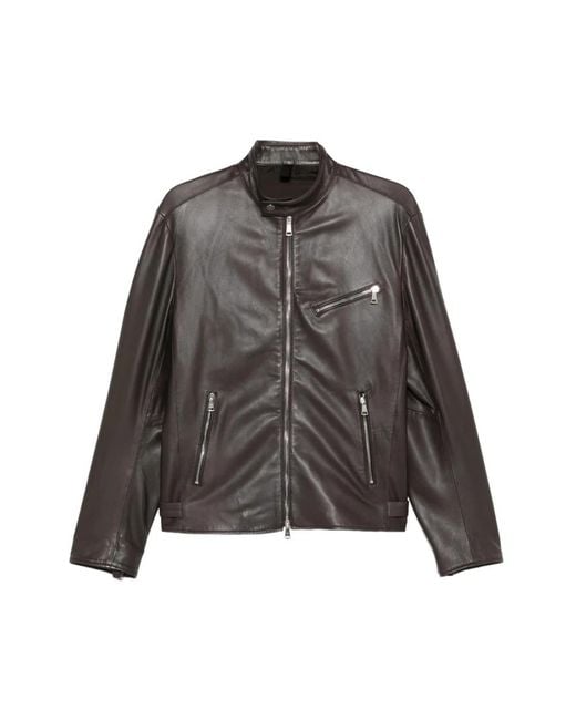 Tagliatore Gray Leather Jackets for men