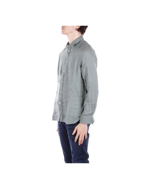 Woolrich Grünes Hemd Knopfleiste Leinen Vorderverschluss in Gray für Herren