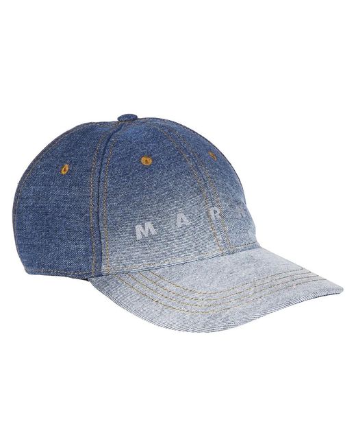 Marni Accessoires ,Blauw ,Katoen Geborduurde Logo Cap in het Blue voor heren